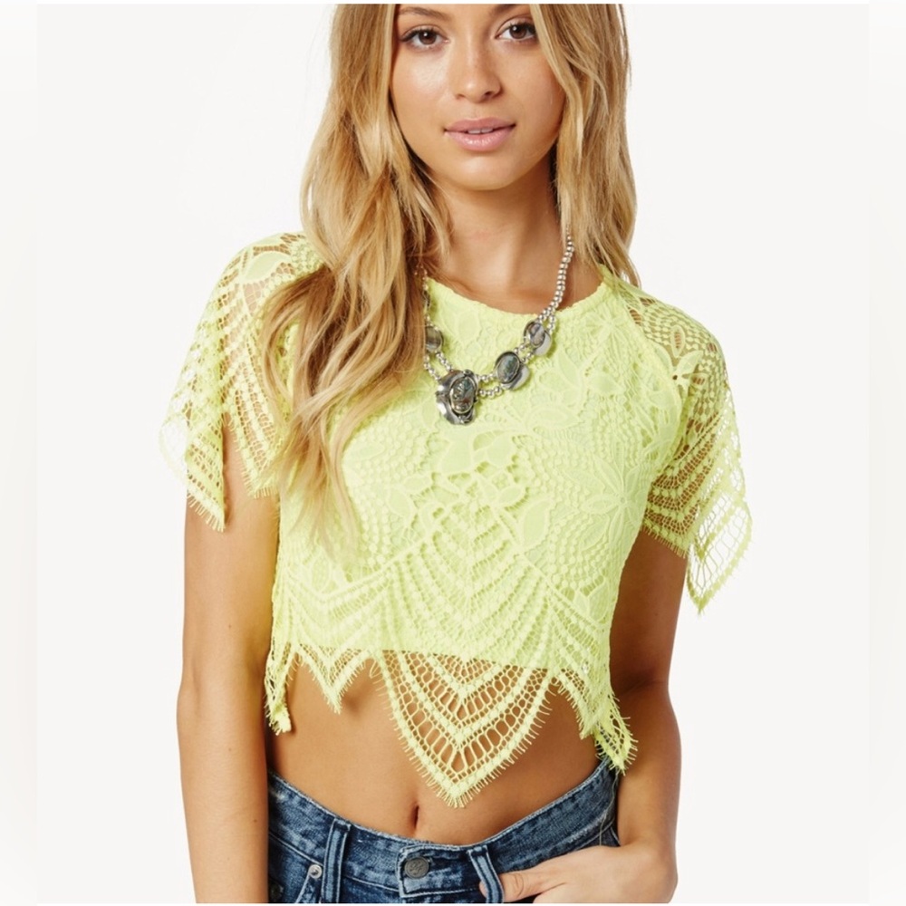 NWOT For Love and Lemons Luna Lace Crop Top
